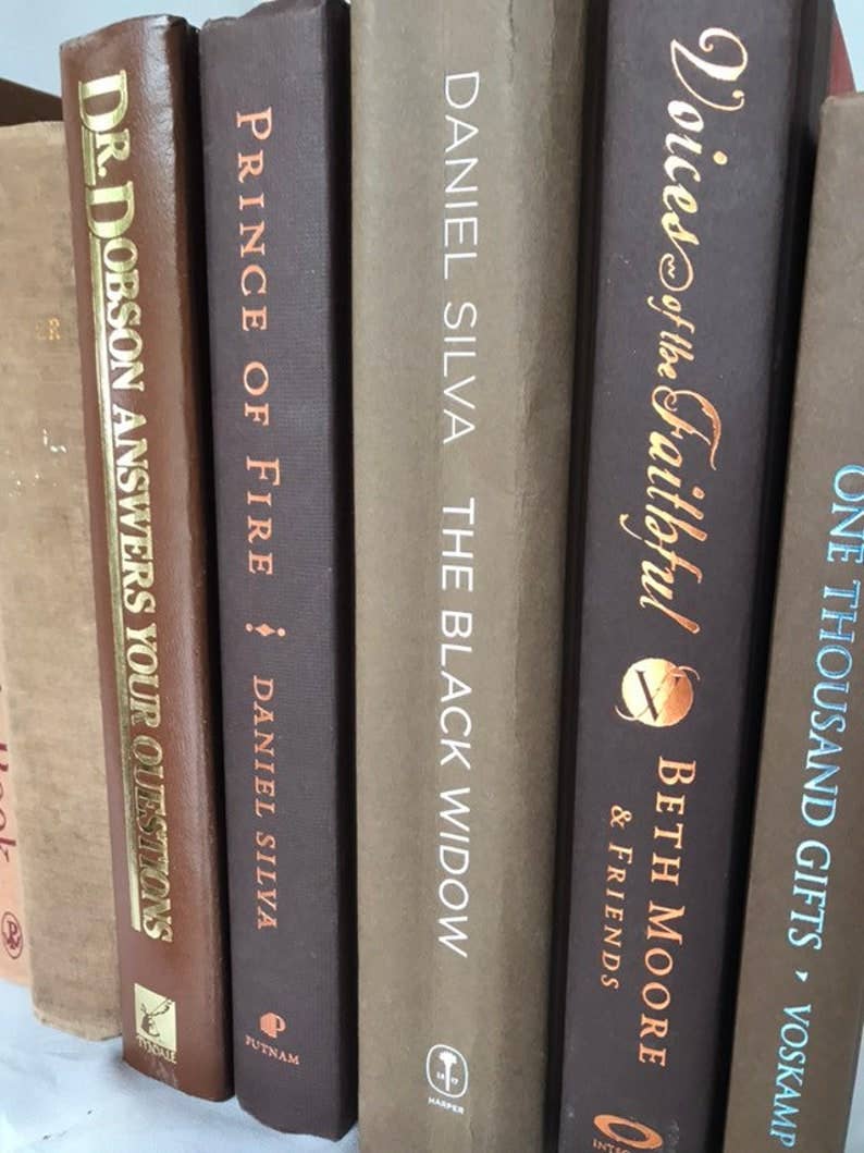 Brown books by the foot for decor