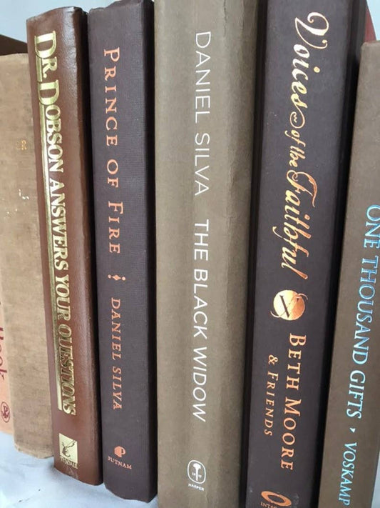 Brown books by the foot for decor