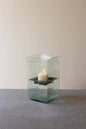SQUARE CANDLE HURRICANE - SMALL: Clear / Glass/Metal / 6.5" x 6.5" x 11"t