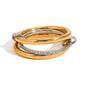 Layered In Diamonds Ring - WATERPROOF: Gold/Silver / Size 8