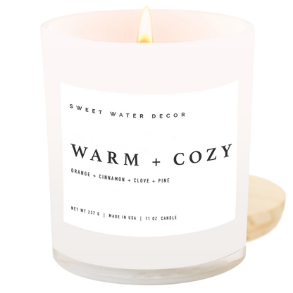 Warm and Cozy 11 oz Soy Candle - Christmas Decor & Gifts