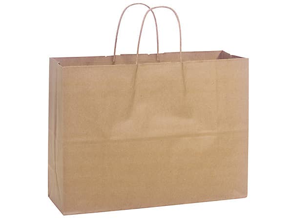 Brown Kraft Paper Shopping Bags: 250 Pack / Medium 13x7x15"