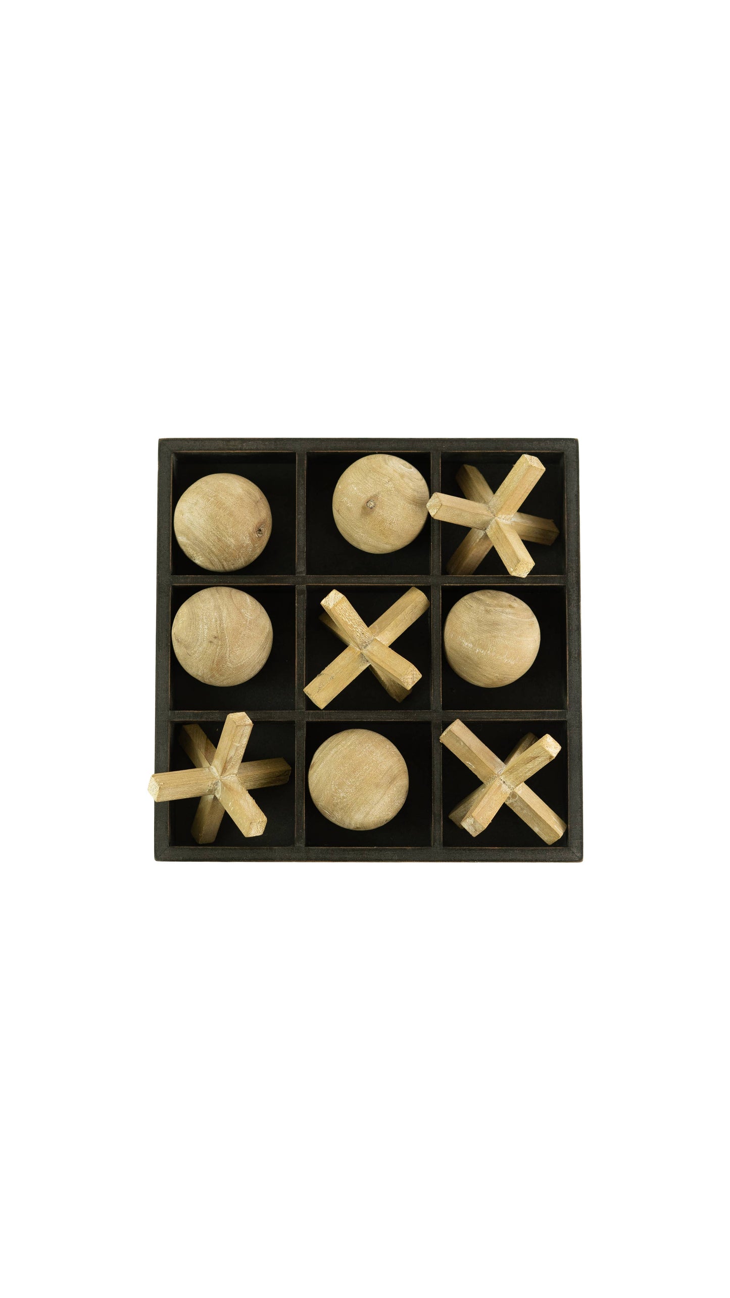 NATURAL AND BLACK WOODEN TIC-TAC-TOE SET: Black / Wood / 10" x 10"