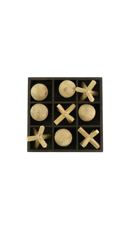 NATURAL AND BLACK WOODEN TIC-TAC-TOE SET: Black / Wood / 10" x 10"