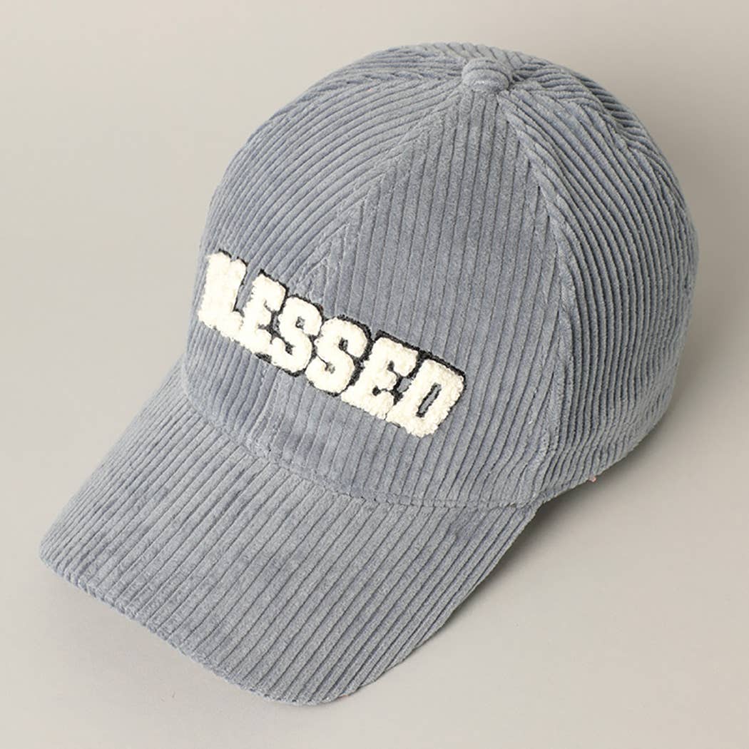 BLESSED 3D Embroidered Corduroy Baseball Cap: BURGUNDY / One Size