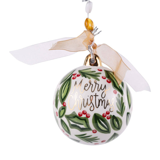 Merry Christmas Holly Ornament