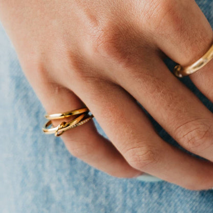 Layered In Diamonds Ring - WATERPROOF: Gold/Silver / Size 8