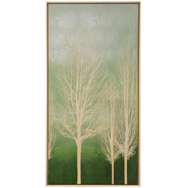 Trees on Green Panel II, Framed Canvas