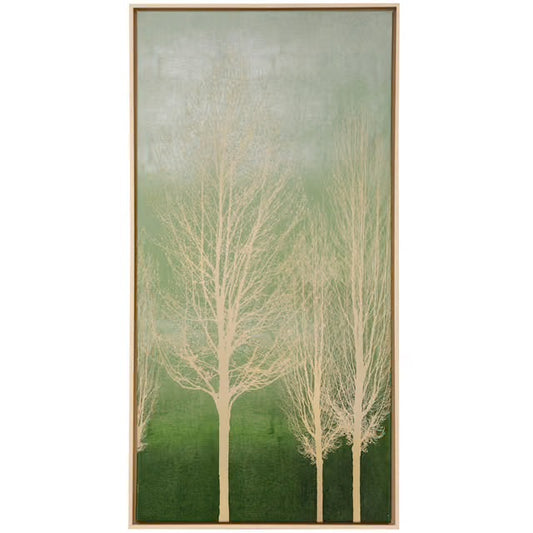 Trees on Green Panel II, Framed Canvas
