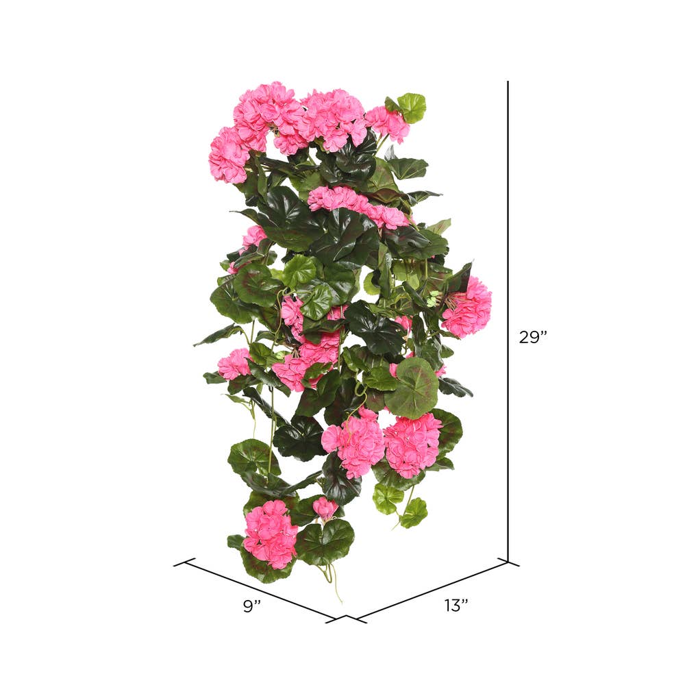 Vickerman 29" Pink Geranium Hanging Bush: Pink / 29"