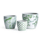 Imperial Flower Pots, Set Of 3: Green/White / Ceramic