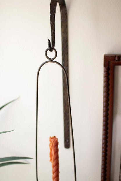 HANGING WALL TAPER CANDLE HOLDER - OVAL: Brown / Iron/Metal / 7" x 5" x 23"t