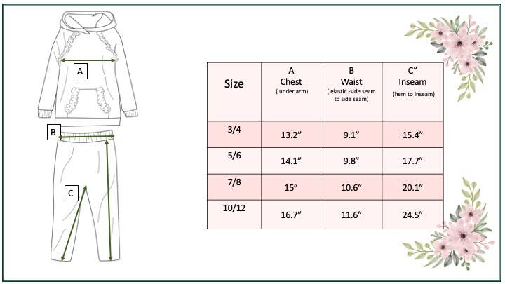 Kids Rust Pocket Ruffle Hoodie Shirt & Leggings Fall Set: 5/6