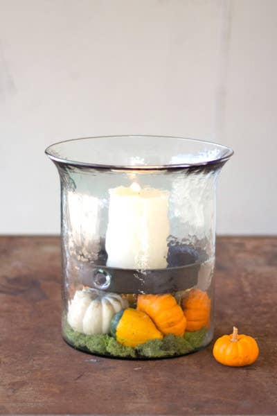 GIANT GLASS CANDLE CYLINDER WITH RUSTIC INSERT: Clear / Recycled Glass / 12.5"d x 12.5"t