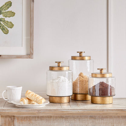 Braiden Canisters: Antique Gold/Glass