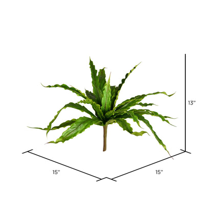 Vickerman 13" Artificial Green Bird Nest Fern Bush.: Green / Plastic / 13"