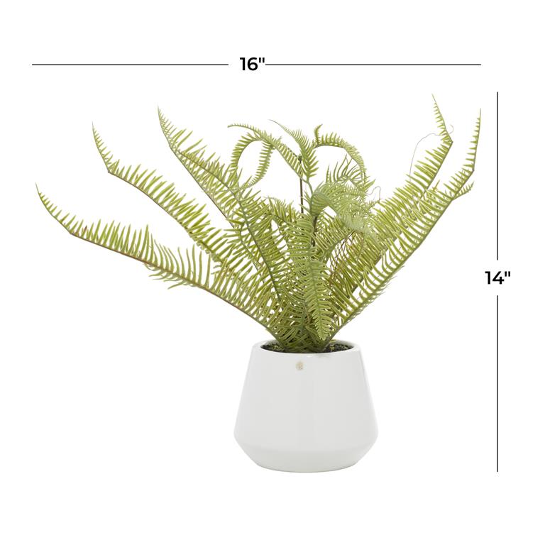 Faux Fern Plant with White Pot