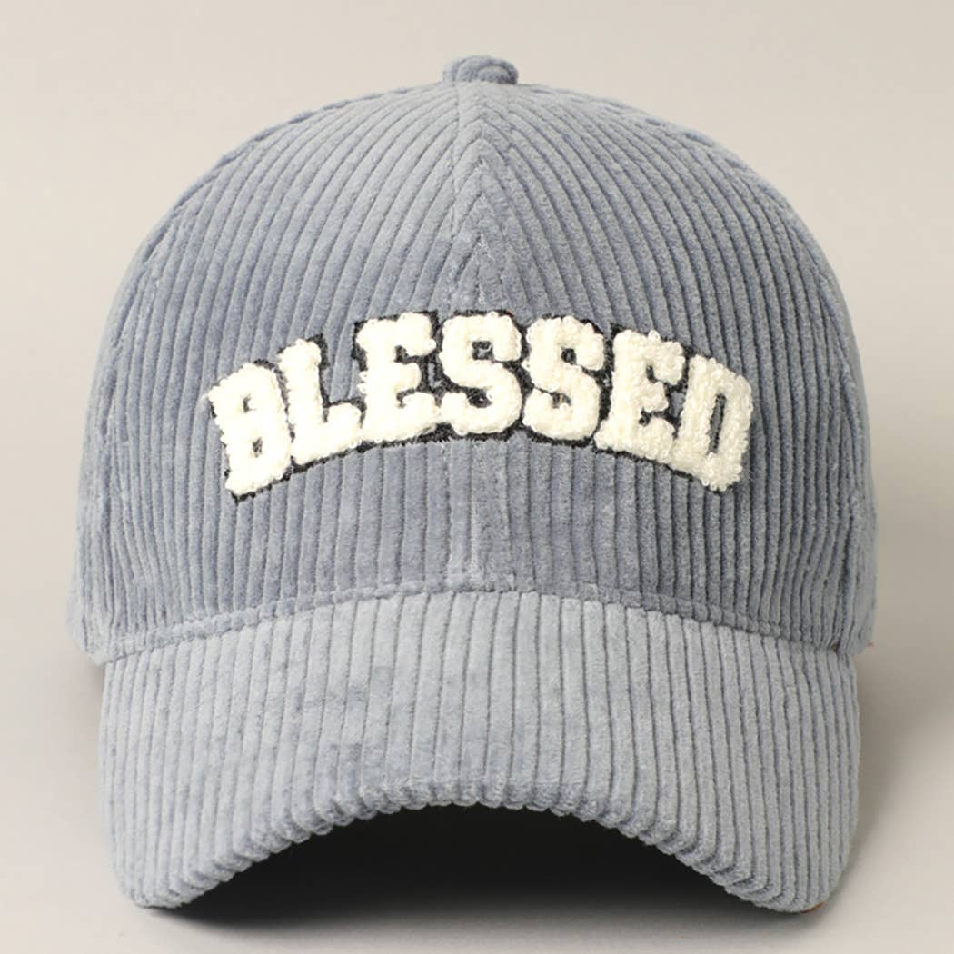 BLESSED 3D Embroidered Corduroy Baseball Cap: BURGUNDY / One Size