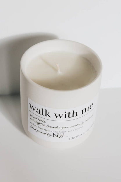 Walk With Me Candle, 10 oz White - Made By Survivors
