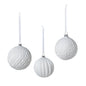 Promo Quilted Pattern Matte White Glass Ball Ornament