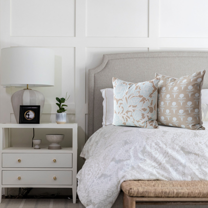 Kenna Sky Vintage Peony Block Print Pillow Cover