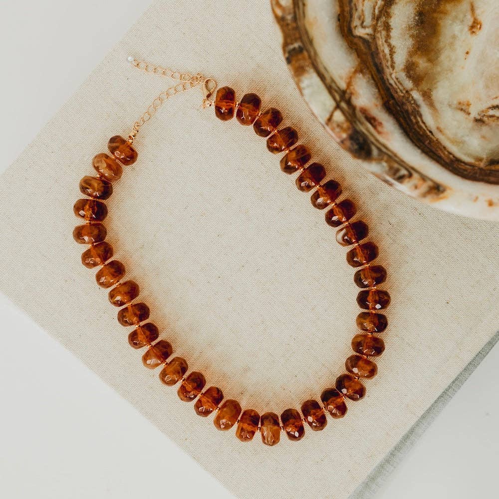 Pebbles Resin Beaded Necklace: Ivory