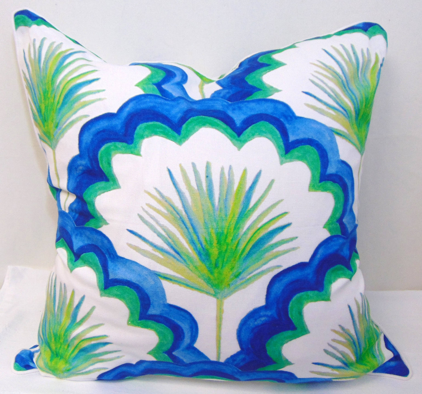 Limited Edition Lace Fronds Blue/Green Pillow Cover Welt