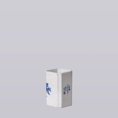 1920s Blue and White Porcelain Peony Square Vase