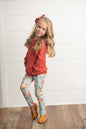 Kids Rust Pocket Ruffle Hoodie Shirt & Leggings Fall Set: 5/6