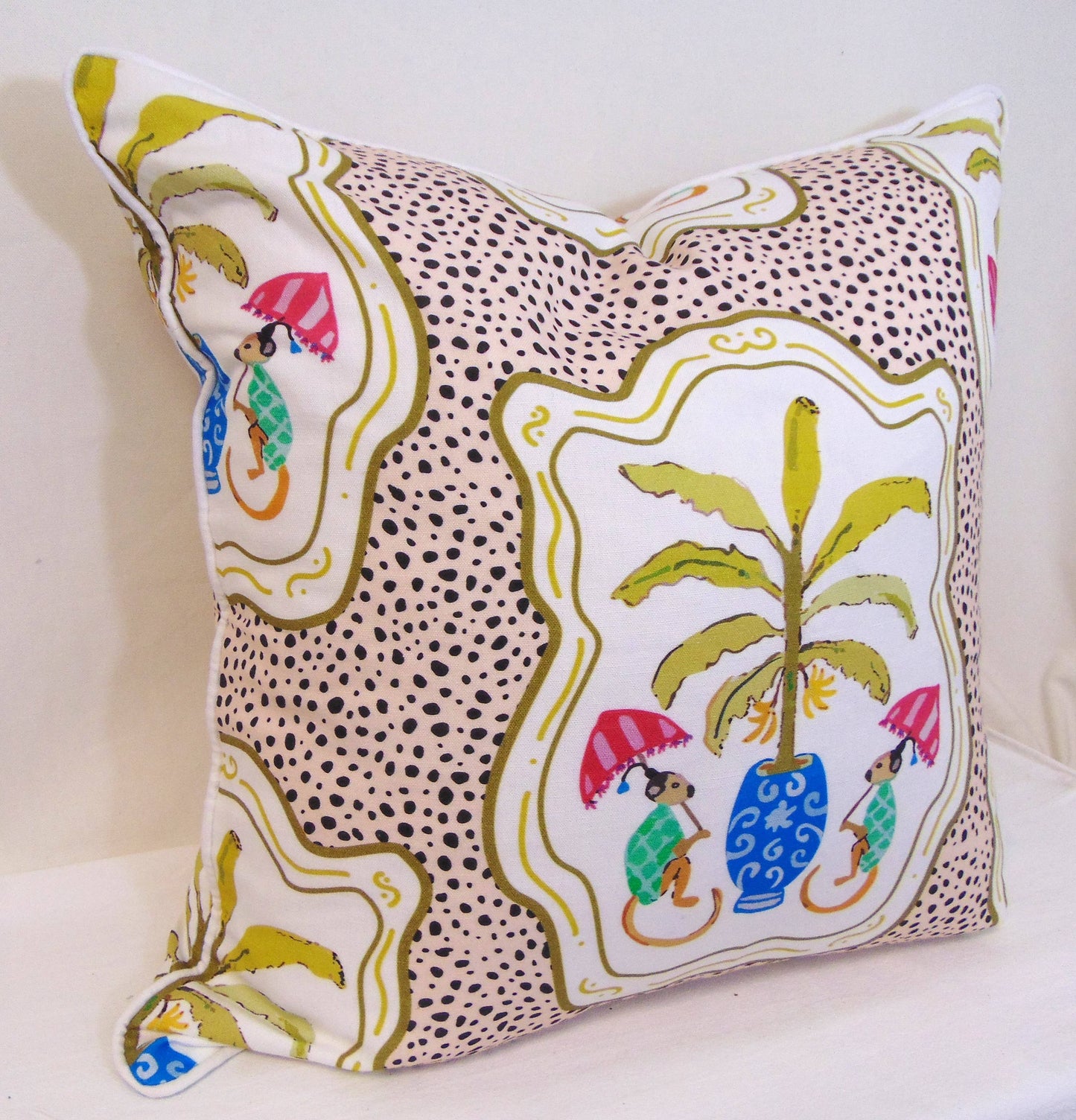 Limited Edition Monkey and Bananas Oat Pillow Cover w/ Welt