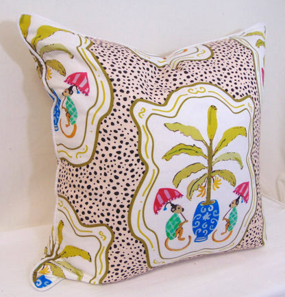 Limited Edition Monkey and Bananas Oat Pillow Cover w/ Welt