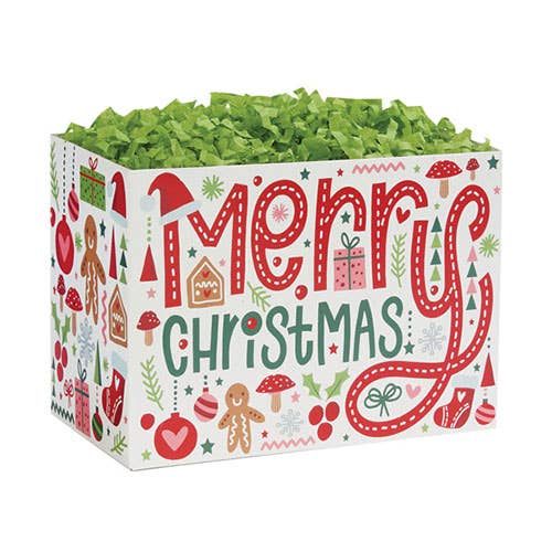 Christmas Gift Basket Boxes: Retro Trees / 6 Pack / Small 6.75x4x5"