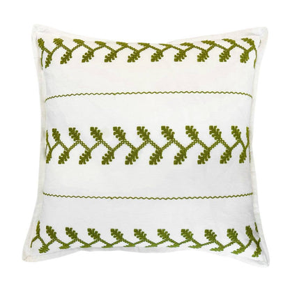 Amer Embroidered Euro Sham, Green / White: Euro (26" x 26"), Cover Only