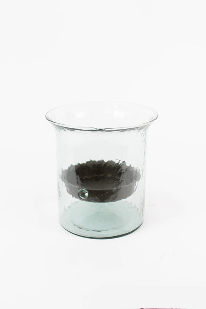 GIANT GLASS CANDLE CYLINDER WITH RUSTIC INSERT: Clear / Recycled Glass / 12.5"d x 12.5"t