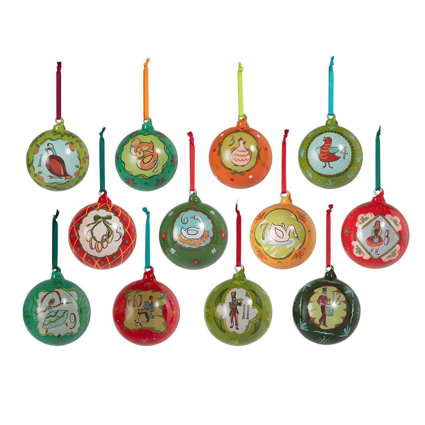 Promo 12 Days of Christmas Glass Ball Ornament Set