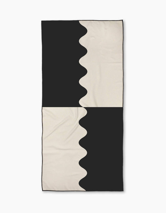 Monochrome Waves Beach Towel