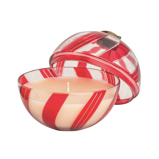 Red Candy Cane Glass Candle