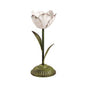Medium Metal Flower Candlestick - White