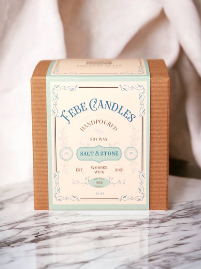 Salt & Stone - Oakmoss + Lavender 10 oz Gold Glass Candle