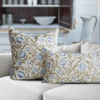 Alisa Blue Block Print Pillow Cover: Lumbar