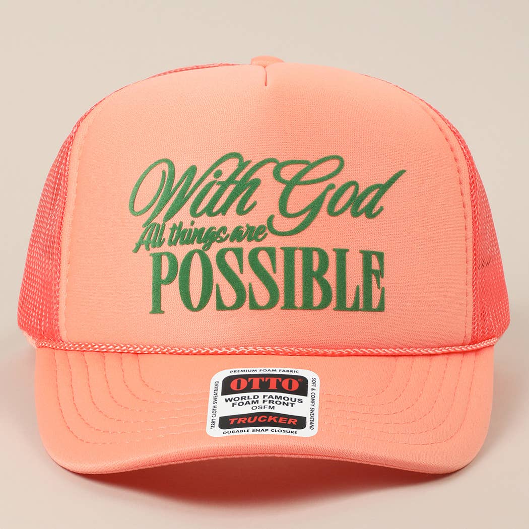 With God All Possible Mesh Back Foam Trucker: TAN / One Size