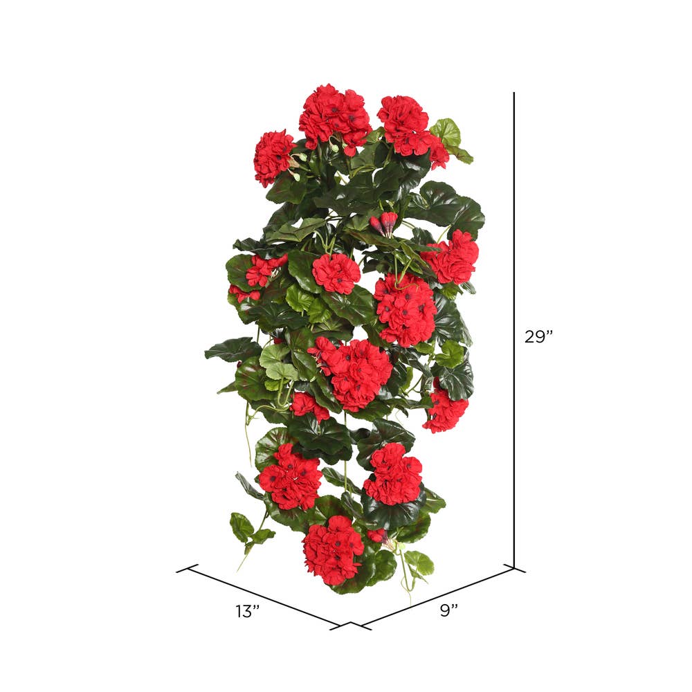 Vickerman 29" Pink Geranium Hanging Bush: Pink / 29"