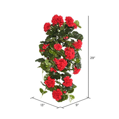 Vickerman 29" Pink Geranium Hanging Bush: Pink / 29"