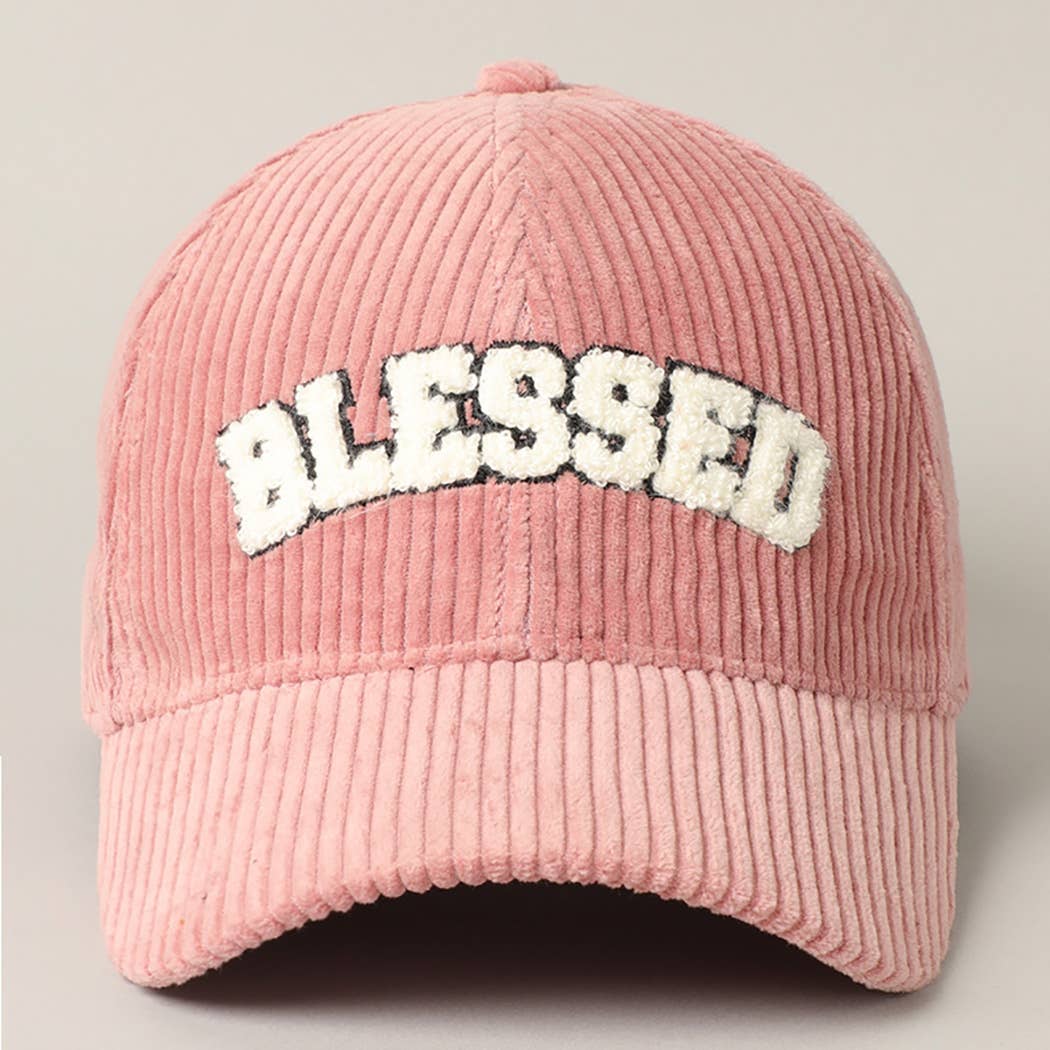 BLESSED 3D Embroidered Corduroy Baseball Cap: BURGUNDY / One Size