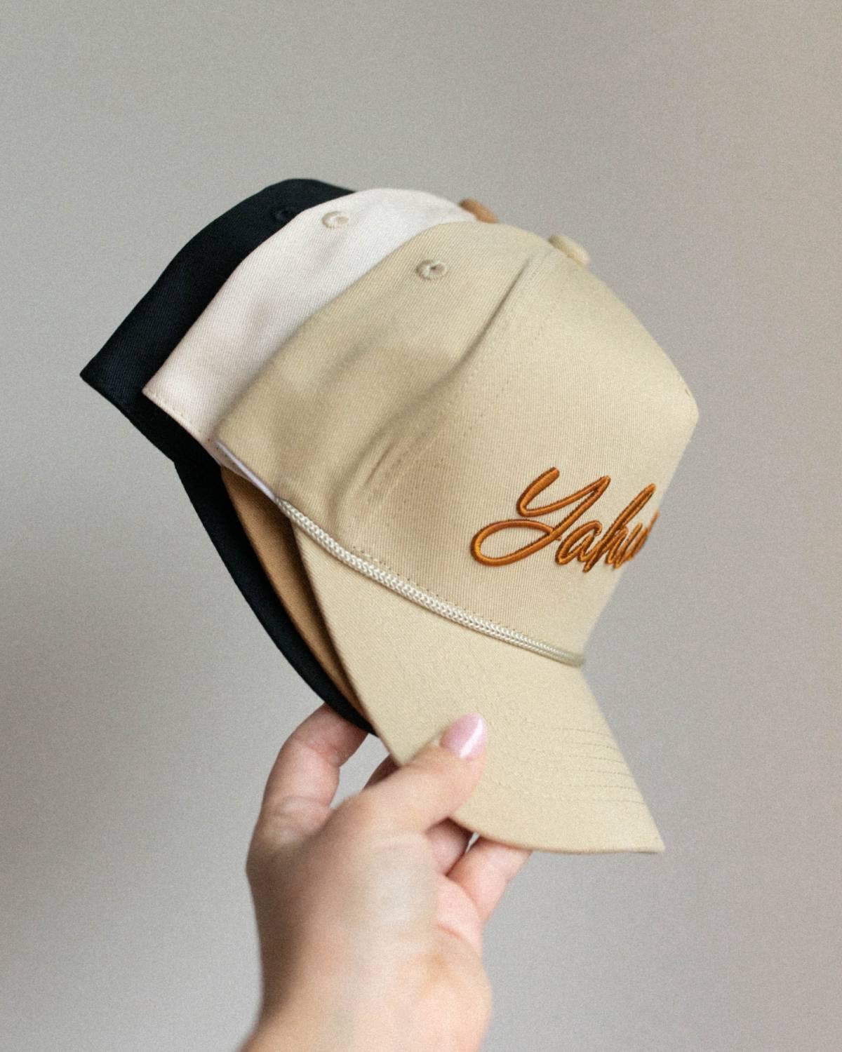 Yahweh Unisex Christian Trucker Hat: Tan & Brown