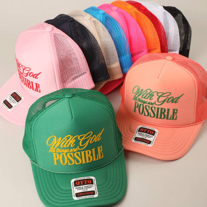 With God All Possible Mesh Back Foam Trucker: TAN / One Size