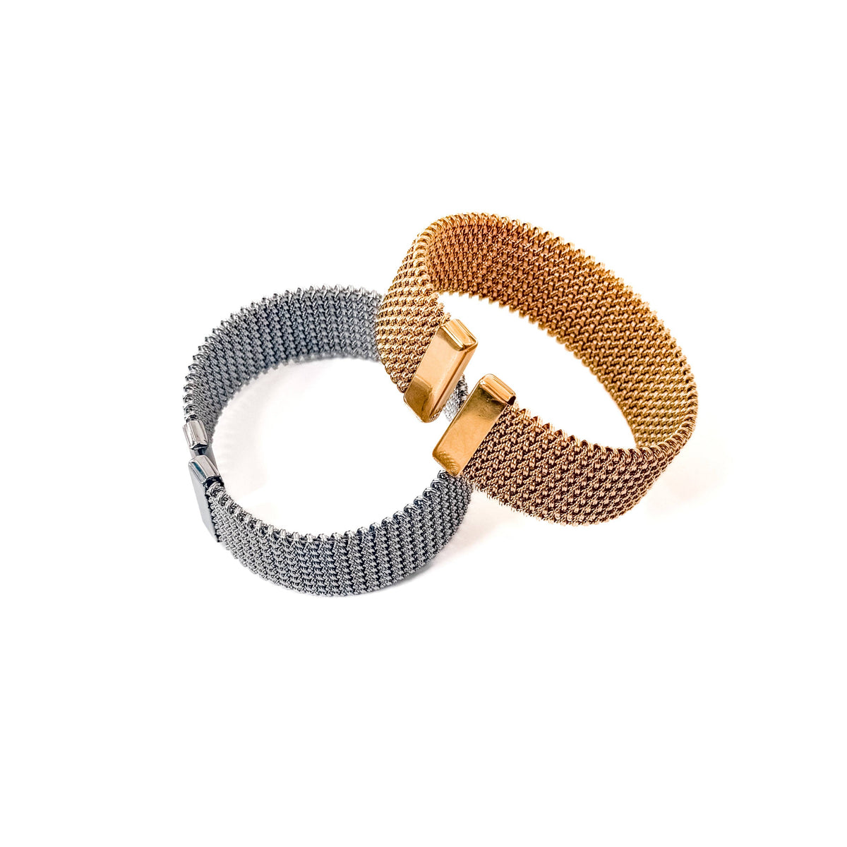 Braided Mesh Cuff Bracelet - WATERPROOF: Gold