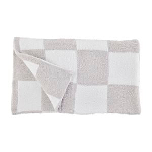 CHENILLE CHECKERED BLANKET-GREY