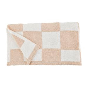 CHENILLE CHECKERED BLANKET-TAN