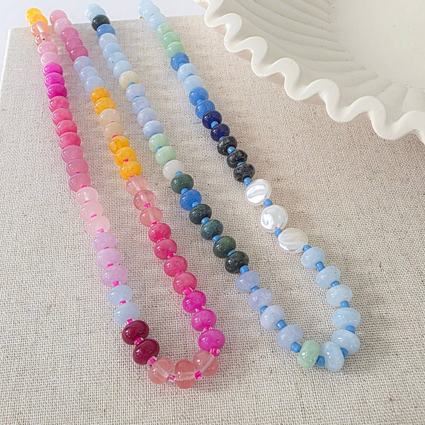Ombre Semi-Precious Beaded Necklace - WATERPROOF: Pink